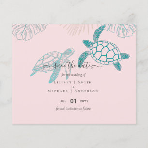 Sea Turtles Bröllop Modern Line Art Flygblad