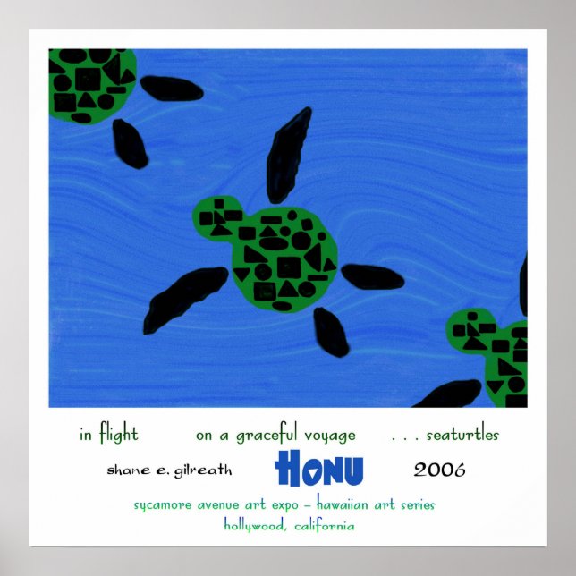 Sea Turtles Haiku Art Print Poster (Framsidan)