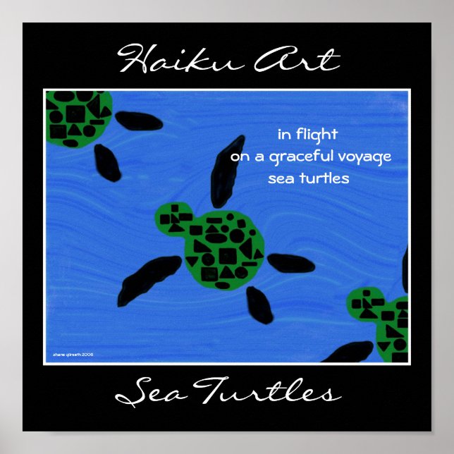 Sea Turtles Haiku Art Print Poster (Framsidan)