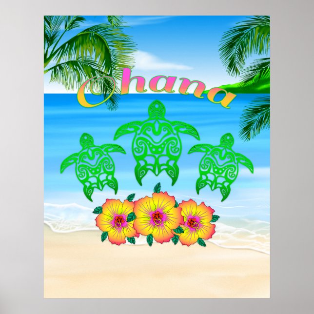 Sea Turtles Hawaiian Honu Poster (Framsidan)
