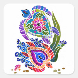 SEA TURTLES-klistermärken - anpassa bakgrunden Fyrkantigt Klistermärke