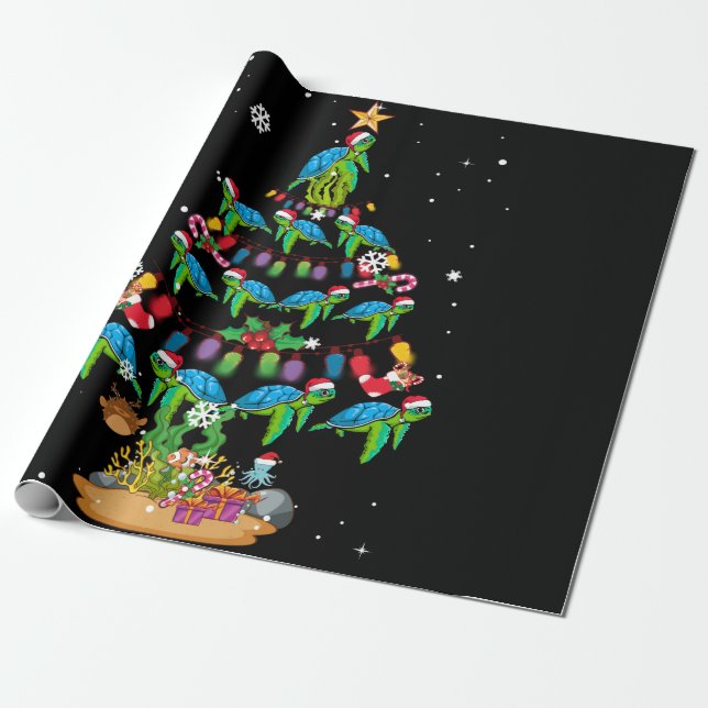 Sea Turtles Lover Xmas Sea Turtle Christmas Tree Presentpapper (Utrullad)