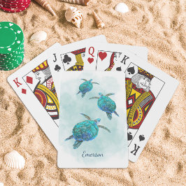 Sea Turtles Ocean Watercolor Personlig Casinokort