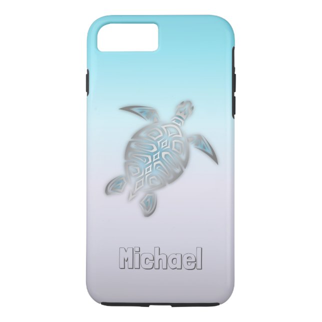 Sea Turtles Silver Monogram Animal Case-Mate iPhone Skal (Baksida)