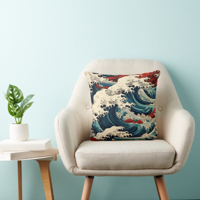 Sea Vågar Ukiyo-e Kudde (Stol)