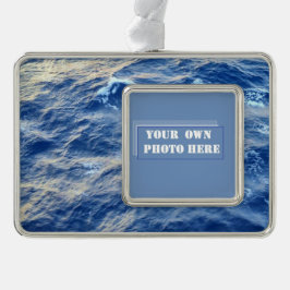 Sea Vatten Anpassningsbar Photo Silverfärgad Inramad Julgransprydnad