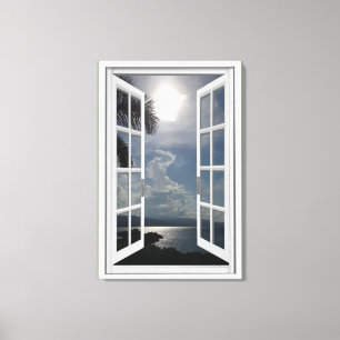 Sea View Trompe L'oeil Fake Window Canvastryck