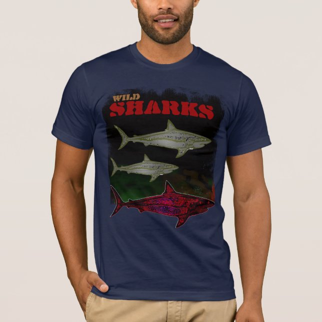 Sea vild Sharks coola T Shirt (Framsida)