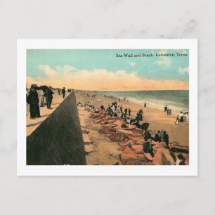 Sea Wall, Galveston, Texas 1912 Vintage Vykort