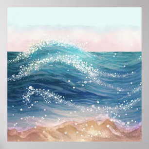 *~* Sea Wave Sand Glitter AP60 Ocean Coastal Beach Poster