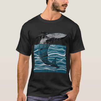sea whale jump whale in blue waves funny gift t shirt