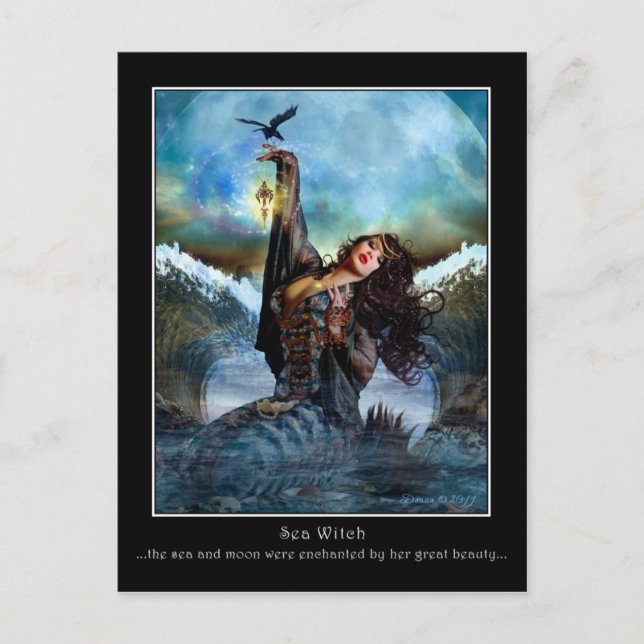 Sea Witch Digital Art-vykort Vykort (Framsida)