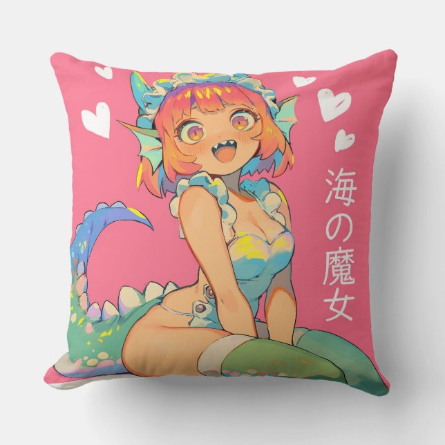 Sea Witch "Umi no Majo" Kawaii Anime Monster Girl Kudde (Framsida)