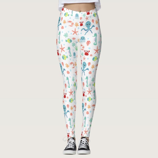 Sea World-mönster Leggings (Framsida)