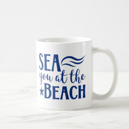 Sea You At The Beach Citat Navy Modern Kust Coof Kaffemugg