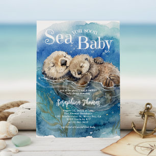 Sea You Soon Baby Akvarell Utter Bebis Bjudan Inbjudningar