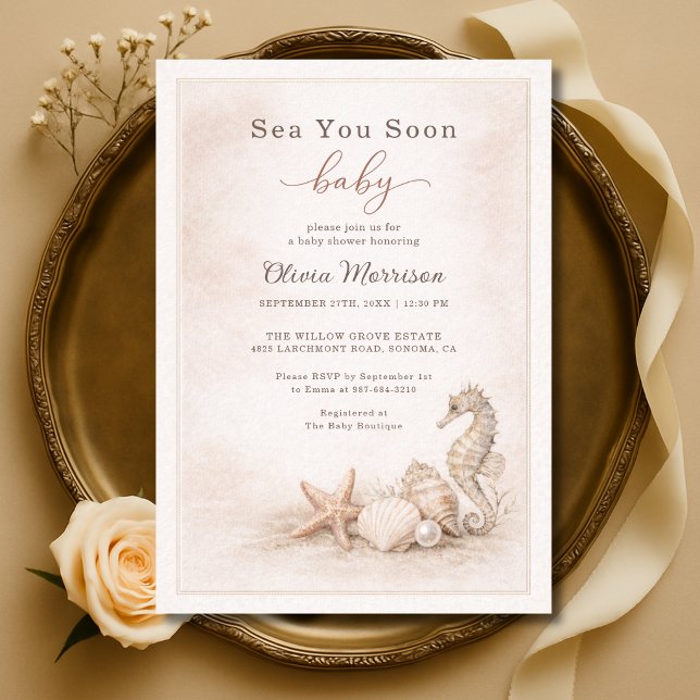 Sea You Soon Baby Baby Shower Inbjudningar (Skapare uppladdad)