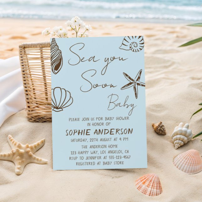 Sea You Soon Baby Boho Coastal Baby Shower  Inbjudningar (Skapare uppladdad)