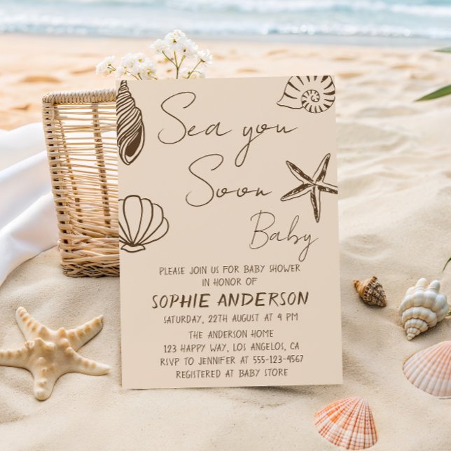 Sea You Soon Baby Boho Coastal Baby Shower  Inbjudningar (Skapare uppladdad)
