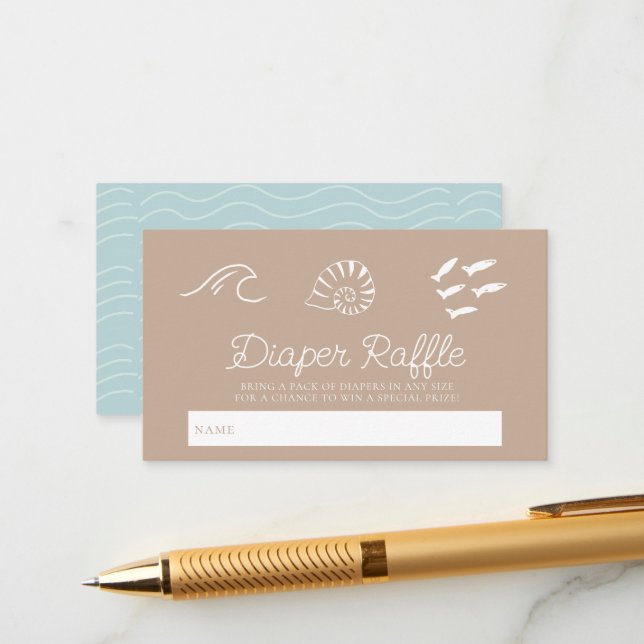 Sea You Soon Baby Brown Diaper Raffle Ticket Tilläggskort (Fram/Back In Situ)
