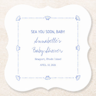 Sea You Soon Baby Handritade Sniglar Babyshower Underlägg Papper