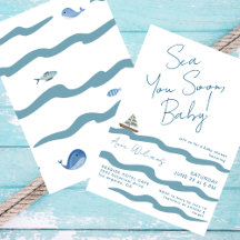 Sea You Soon Baby Nautiska Vågor Blå Pojke Babysho