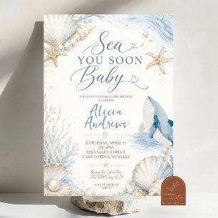 Sea You Soon Baby Ocean Sommar Inbjudan