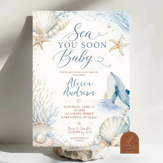 Sea You Soon Baby Ocean Sommar Inbjudan