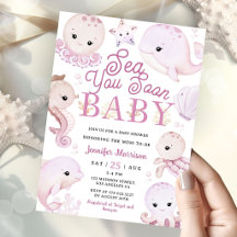 Sea You Soon Baby Shower Flicka Rosa Hav 