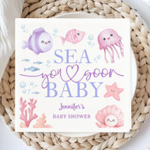 Sea You Soon Baby Shower Flicka Rosa Havsdjur