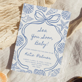 Sea You Soon Baby Shower Inbjudan Blå Coastal Baby