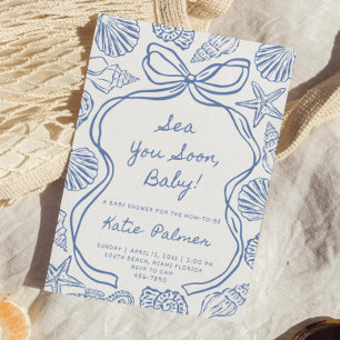 Sea You Soon Baby Shower Inbjudan Blå Coastal Baby