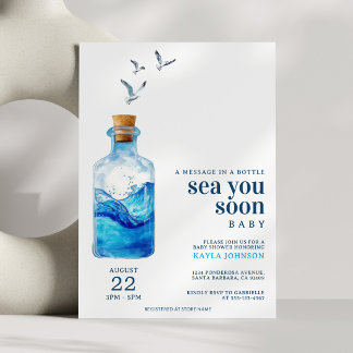 Sea You Soon Baby Shower-inbjudan med Meddelande i Inbjudningar