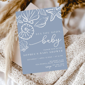 Sea you Soon Baby Shower Inbjudan, Snigelskal Baby Inbjudningar