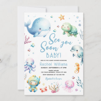 Sea You Soon Baby Shower Inbjudningar