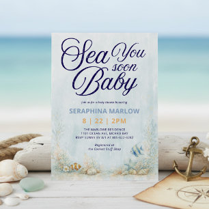 Sea You Soon Baby Shower Inbjudningar
