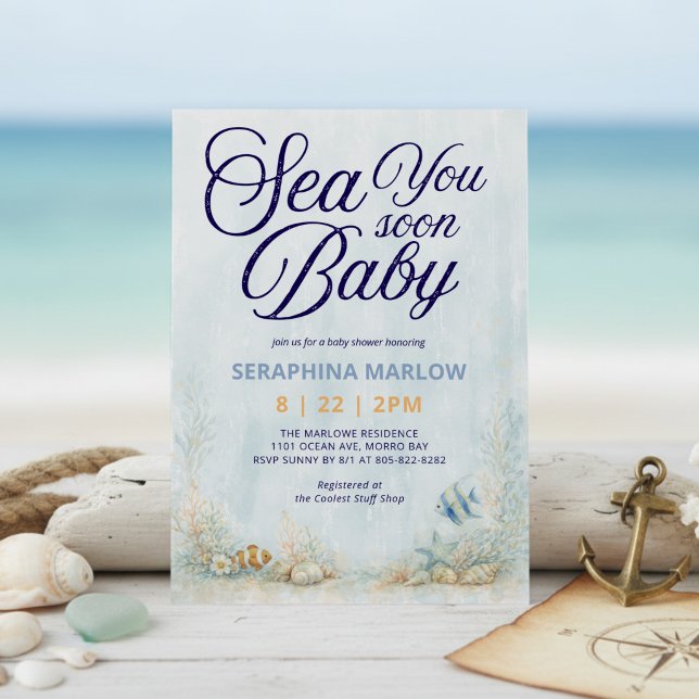 Sea You Soon Baby Shower Inbjudningar (Skapare uppladdad)