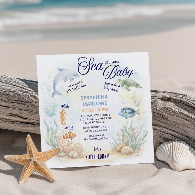Sea You Soon Baby Shower Inbjudningar (Skapare uppladdad)