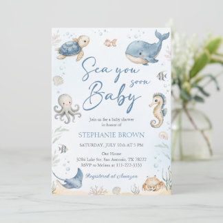 Sea You Soon Baby Shower Invitation Inbjudningar