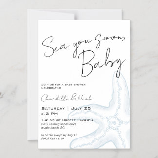 Sea You Soon Baby Shower Magnetic Invitation Magnetisk Inbjudningskort