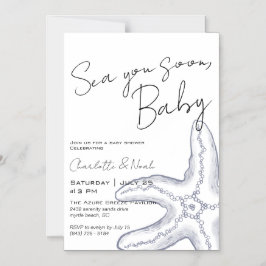 Sea You Soon Baby Shower Magnetisk Inbjudan Inbjudningskort