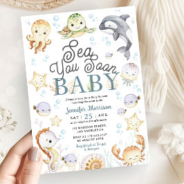 Sea You Soon Baby Shower Ocean Gender Neutral Inbjudningar