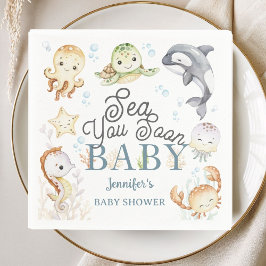 Sea You Soon Baby Shower Ocean Gender Neutral  Pappersservett