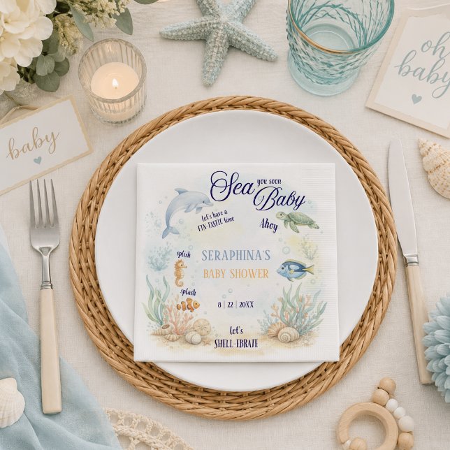 Sea You Soon Baby Shower Pappersservett (Skapare uppladdad)
