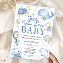 Sea You Soon Baby Shower Pojke Blå Ocean  