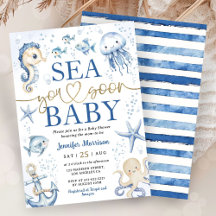 Sea You Soon Baby Shower Pojke Navyblå Ocean