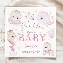 Sea You Soon Baby Shower Rosa Ocean Papper