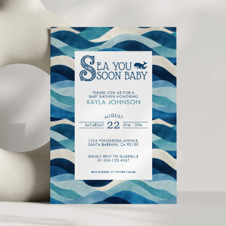 Sea You Soon Baby Shower Sagochningsbok Whimsical Inbjudningar