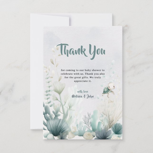 Sea You Soon Baby Shower Thank You Card Tack Kort (Framsida)