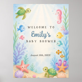 Sea You Soon Baby Shower Välkommen Poster